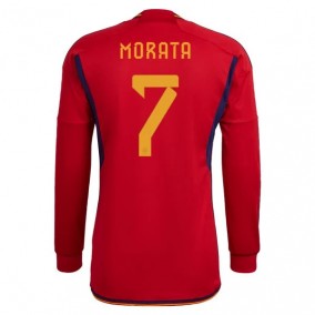 Prima Maglia Spagna Mondiali 2022 Álvaro Morata 7 Manica Lunga
